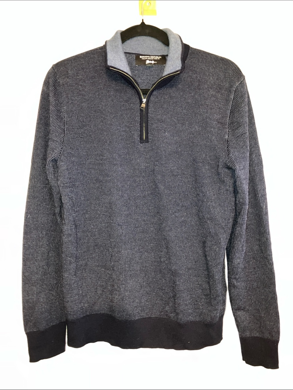 Banana Republic Men's Dark Navy Quarter-Zip Sweater Baruffa Wool Small